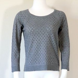 rag & bone grey boxy sweater detailed with perforated eyelets